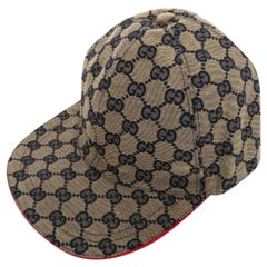 Gucci Blue Navy and Red Monogram Baseball Cap 227984 Hat