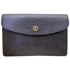 Louis Vuitton Montaigne Pochette (Ultra Rare) Noir 229147 Black Leather Clutch