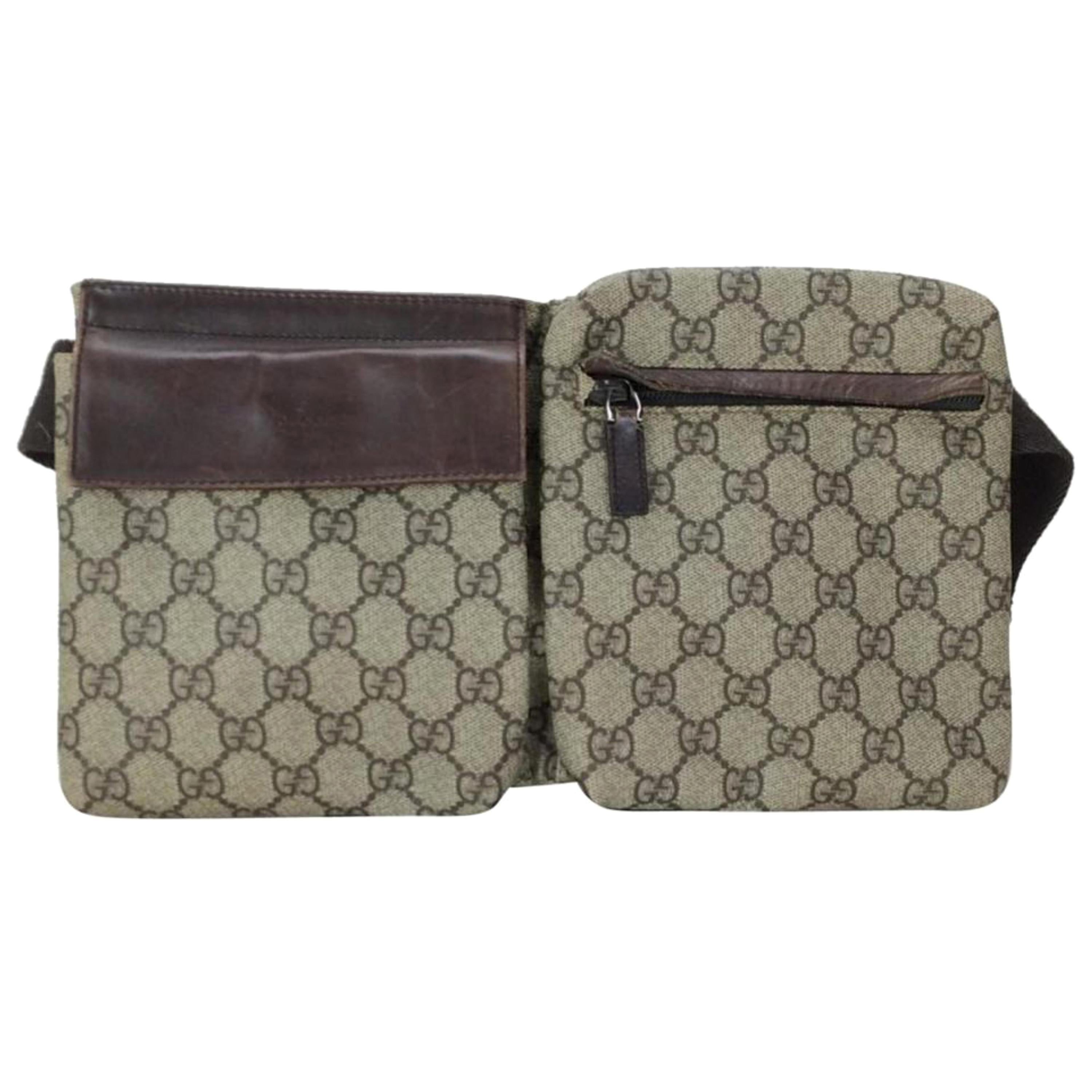 Gucci Monogram Gg Supreme Belt Waist Pouch 228674 Coated Canvas Cross Body Bag For Sale