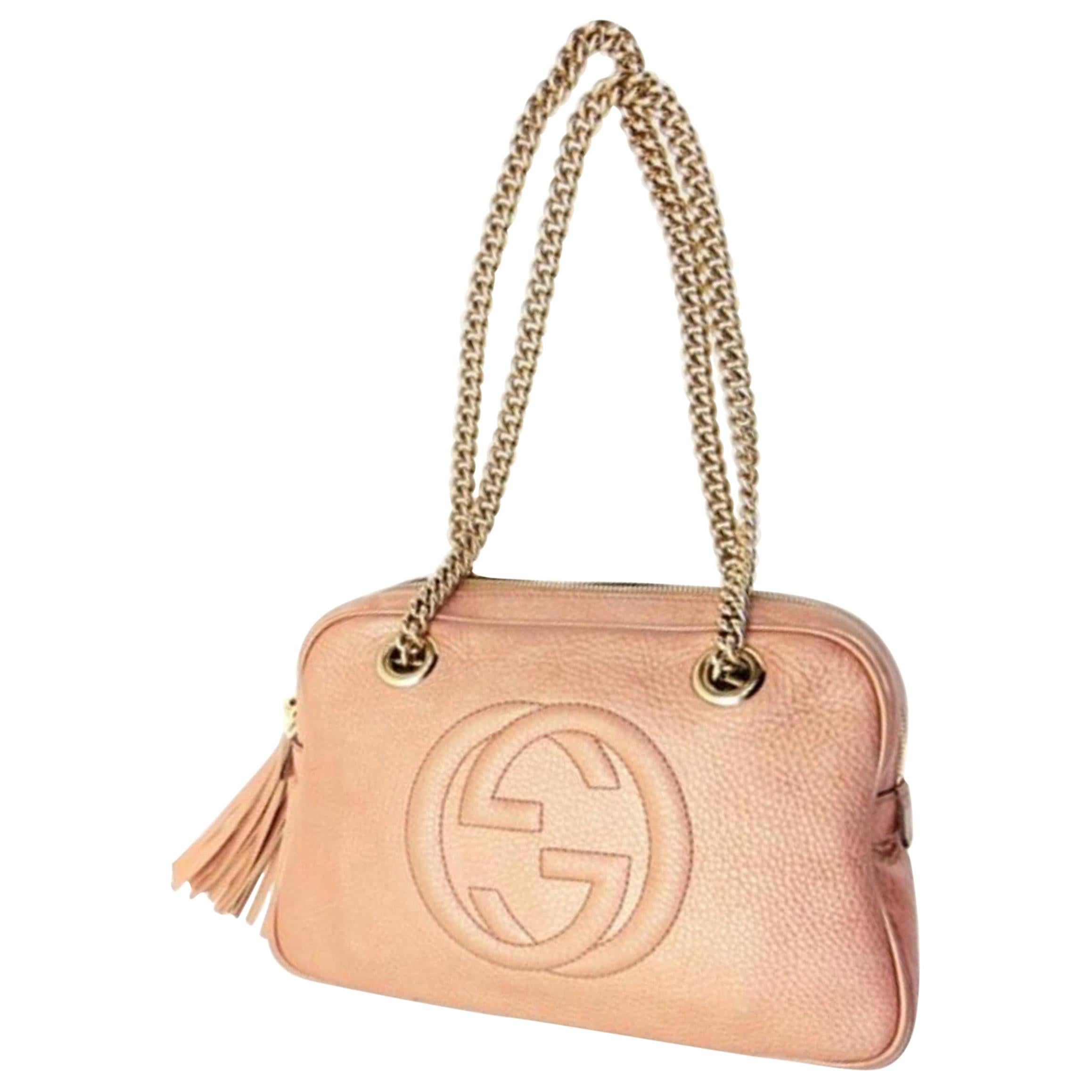 Gucci Soho (Ultra Rare) Chain Camera 227986 Pink Leather Shoulder Bag For Sale