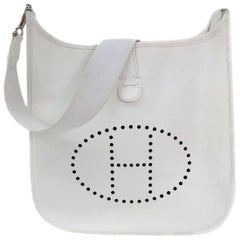 Vintage Hermès Evelyne Pm 230229 White Leather Messenger Bag