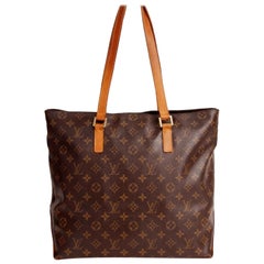 Vintage Louis Vuitton Cabas Monogram Mezzo Zip 227983 Brown Coated Canvas Tote