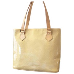 Vintage Louis Vuitton Houston Monogram Vernis Zip 229314 Yellow Patent Leather Tote