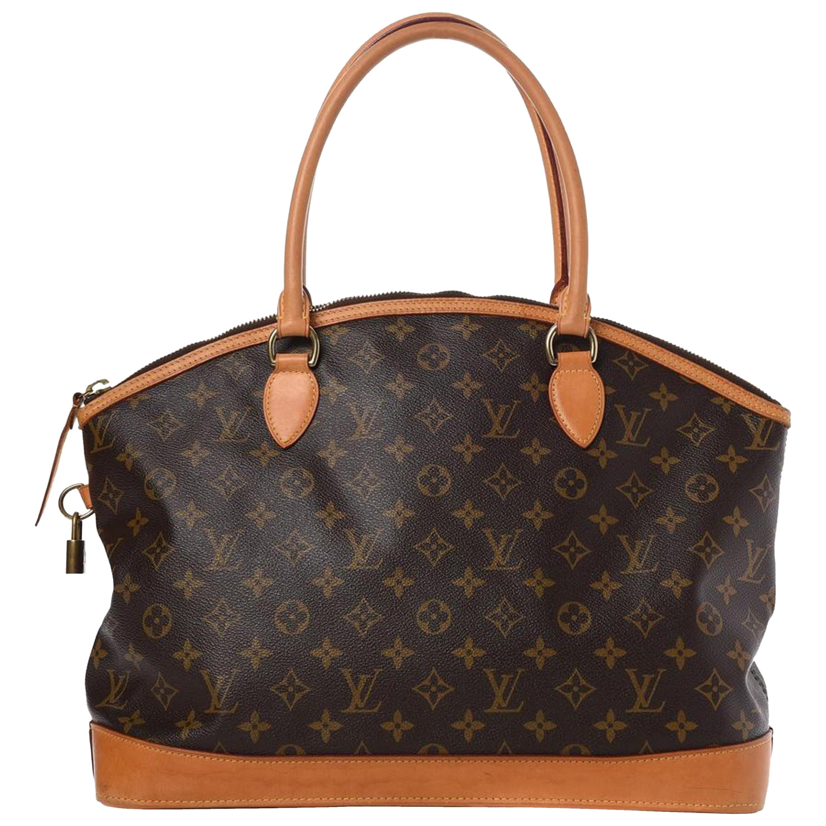 Louis Vuitton Lockit Monogram Horizontal 228805 Brown Coated Canvas Shoulder Bag For Sale