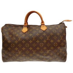 Vintage Louis Vuitton Speedy Monogram 40 227831 Brown Coated Canvas Satchel