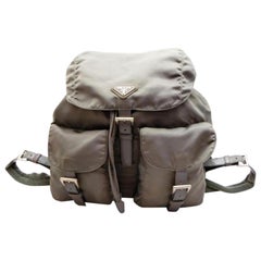 Vintage Prada Double Tessuto Pocket 230398 Gray Nylon Backpack