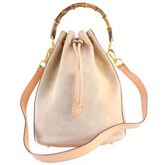Vintage Gucci Bamboo 2way 222895 Pink Suede Leather Hobo Bag