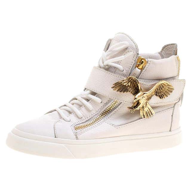 Giuseppe Zanotti White Leather Eagle High Top Sneakers Size 38 For Sale ...