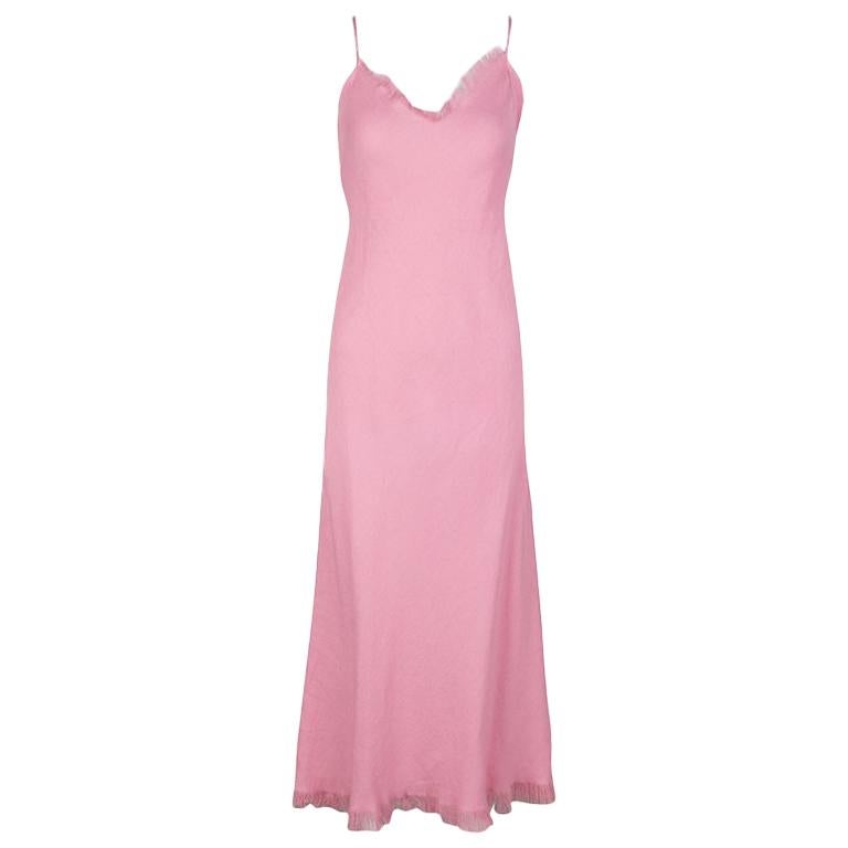 Emanuel Ungaro Pink Linen Sleeveless Maxi Dress S