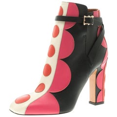 Valentino Multicolor Leather Polka Dot Ankle Boots Size 36.5