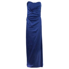 Alberta Ferretti Blue Strapless Fishtail Gown L