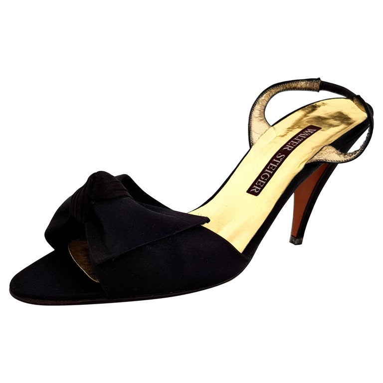 Walter Steiger Silk Black and Gold Heels - NEW - Size 39 For Sale at ...