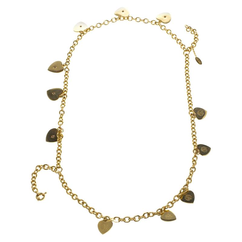 Roberto Cavalli Heart Multichain Gold Tone Necklace