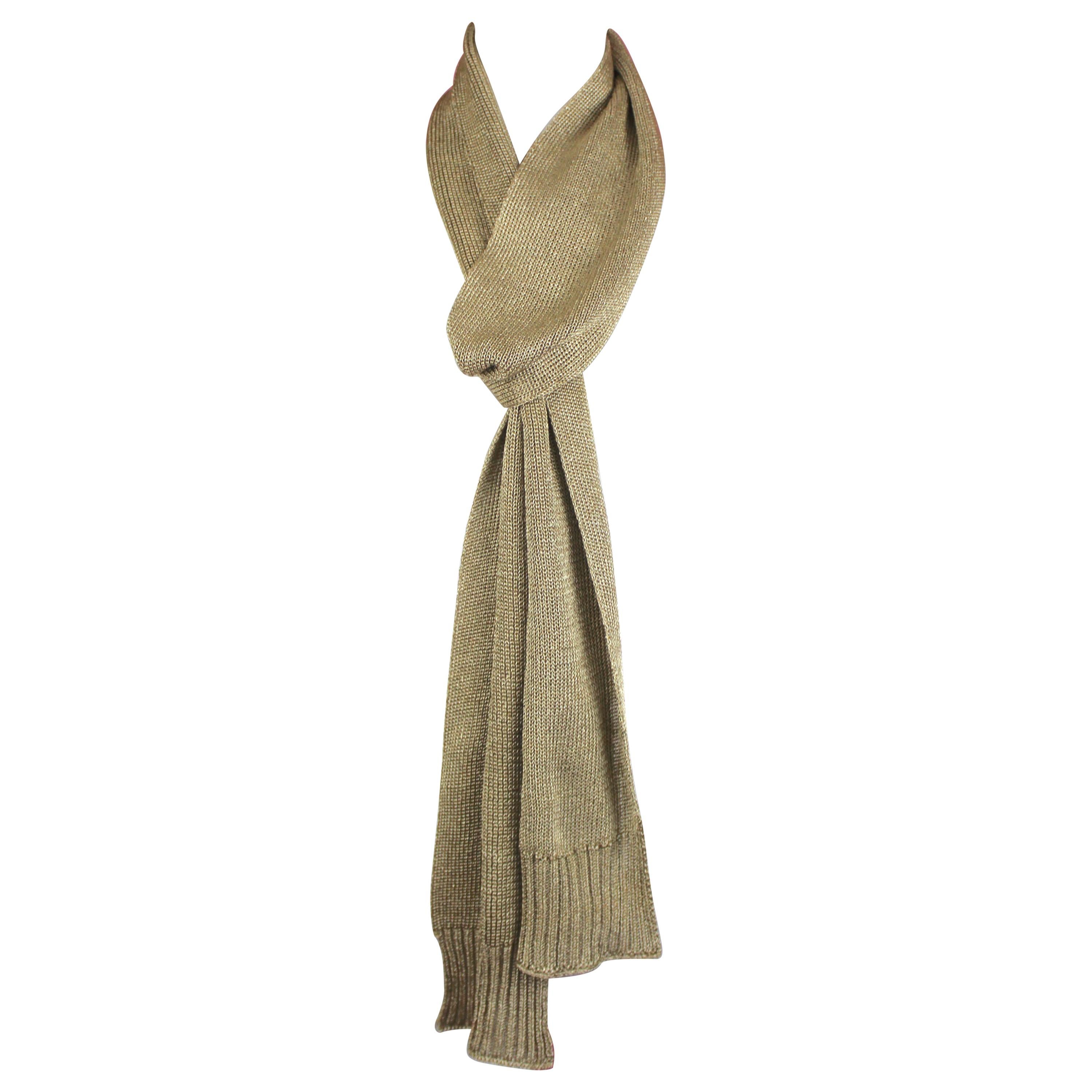 Burberry Gold Lurex, Long Knit Scarf, c. 2000's For Sale at 1stDibs