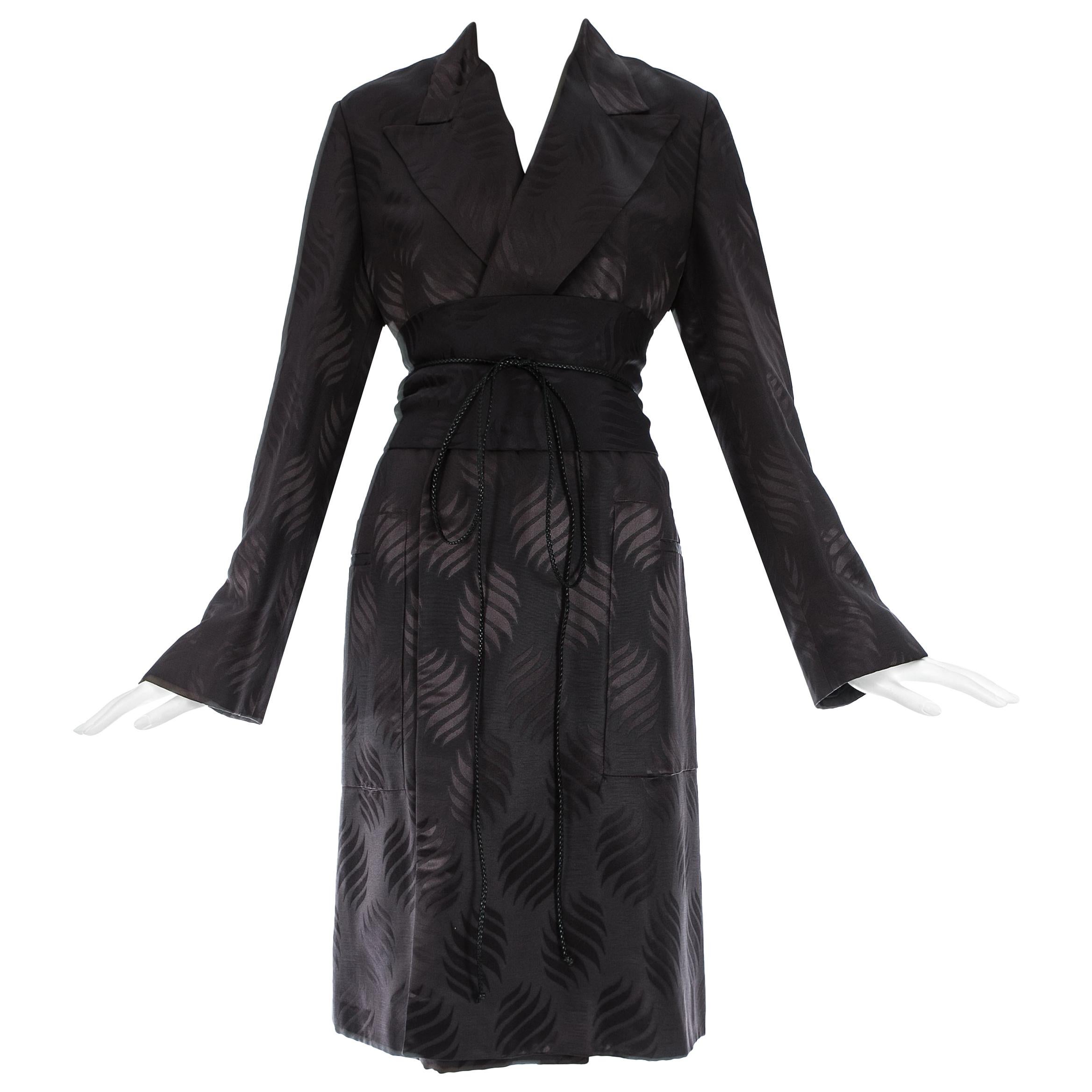 Tom Ford Gucci black silk evening robe with matching Obi belt, A/W 2002