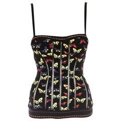 Azzedine Alaia black spandex knit corset with butterfly print, A/W 1991