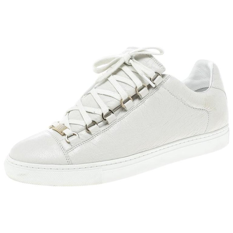 Balenciaga White Leather Arena Platform Sneakers Size 40 For Sale at 1stDibs