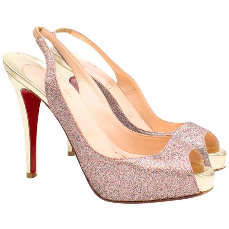 Christian Louboutin Glitter Peep Toe Pumps US 7