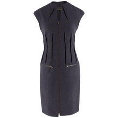 Fendi grey zip-through sleeveless wool dress US 0-2