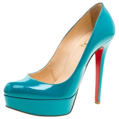 Christian Louboutin Green Patent Leather Bianca Platform Pumps Size 37.5