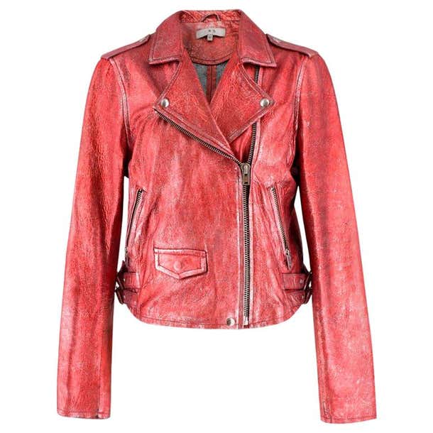 Red Metallic Jacket Iro Axelle Red Metallic Moto Jacket US 6 at 1stDibs | red metallic ...