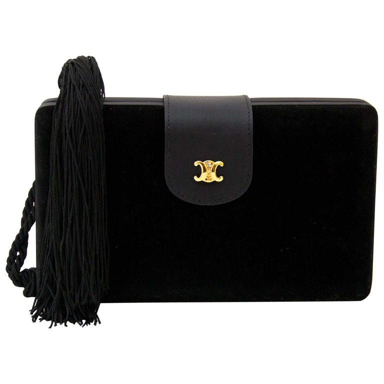 Céline Velvet Box Clutch Bag For Sale at 1stDibs