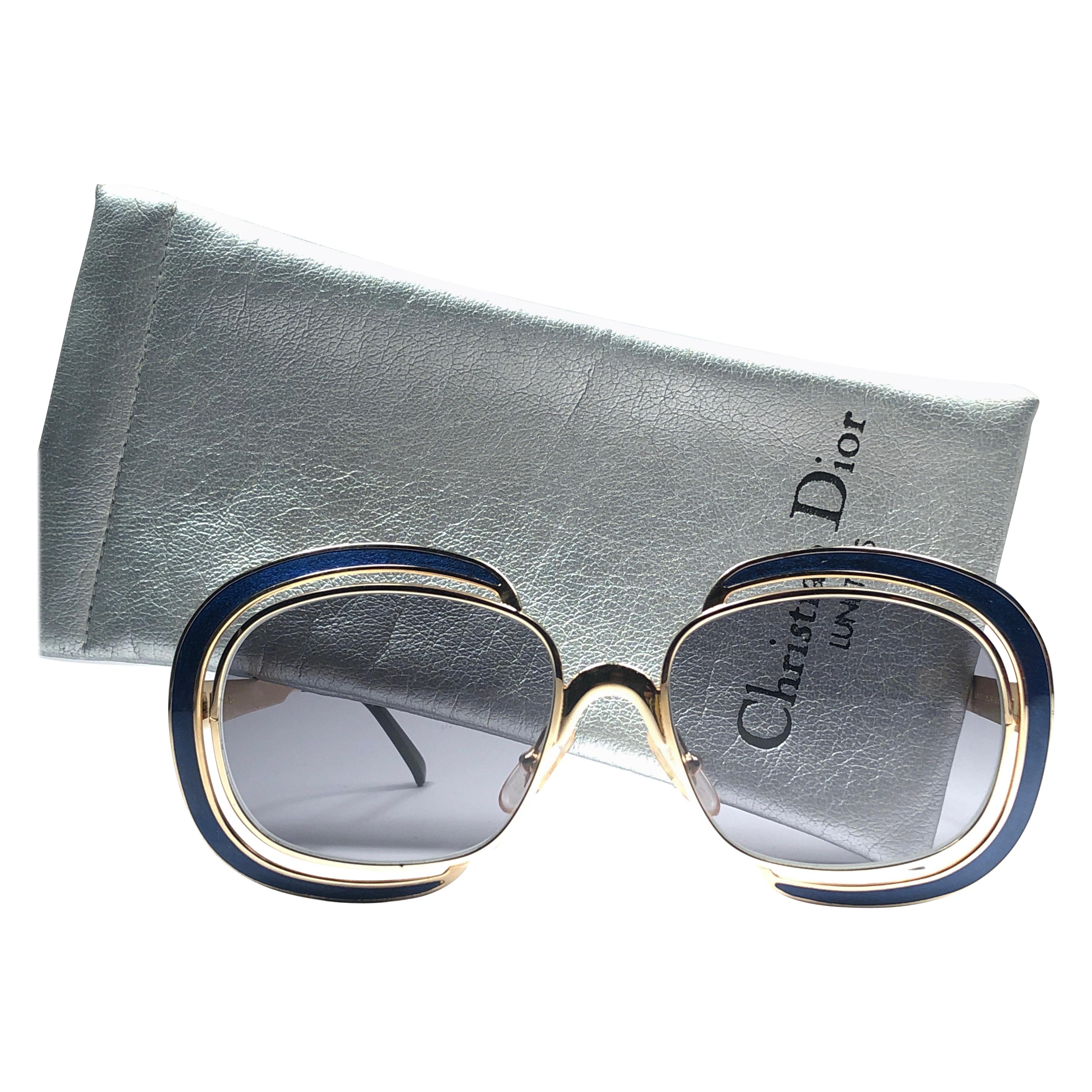 New Vintage Christian Dior Enamel Gold & Blue Sunglasses Austria