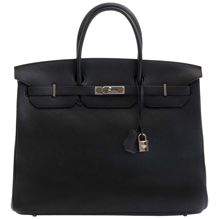 Hermès Birkin 40 Black Clemence Taurillon PHW at 1stDibs