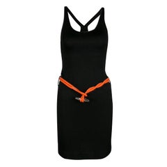 Ralph Lauren Black Knit Contrast Rope Belt Detail Tank Dress S