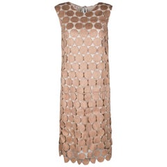 Marni Sand Brown Circular Guipure Lace Sleeveless Shift Dress M