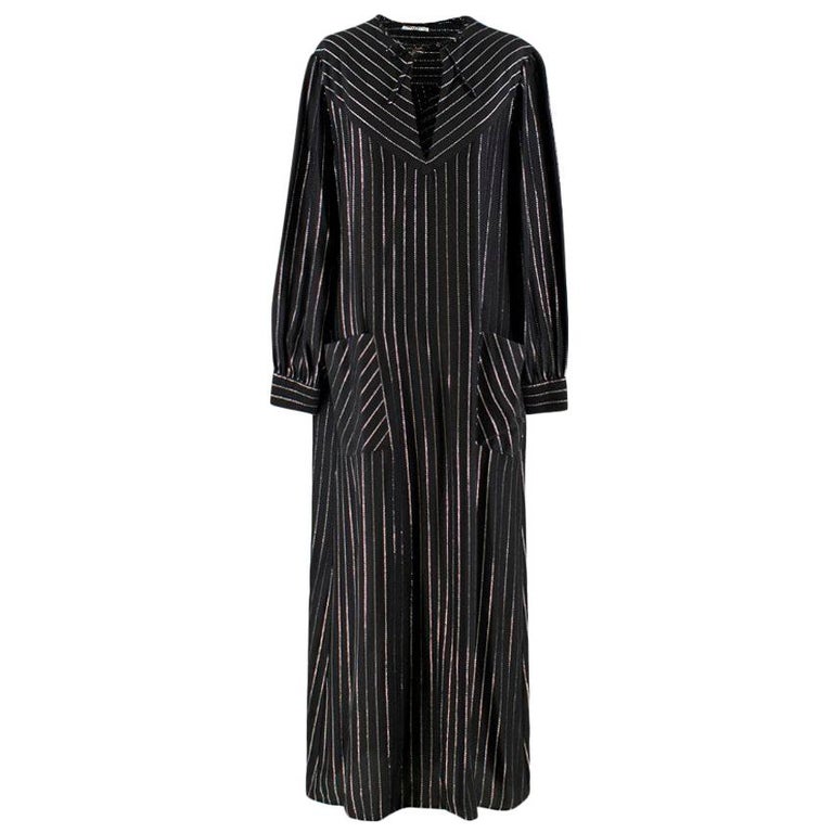 Alessandra Rich metallic-striped silk-blend maxi dress US 8 at 1stDibs