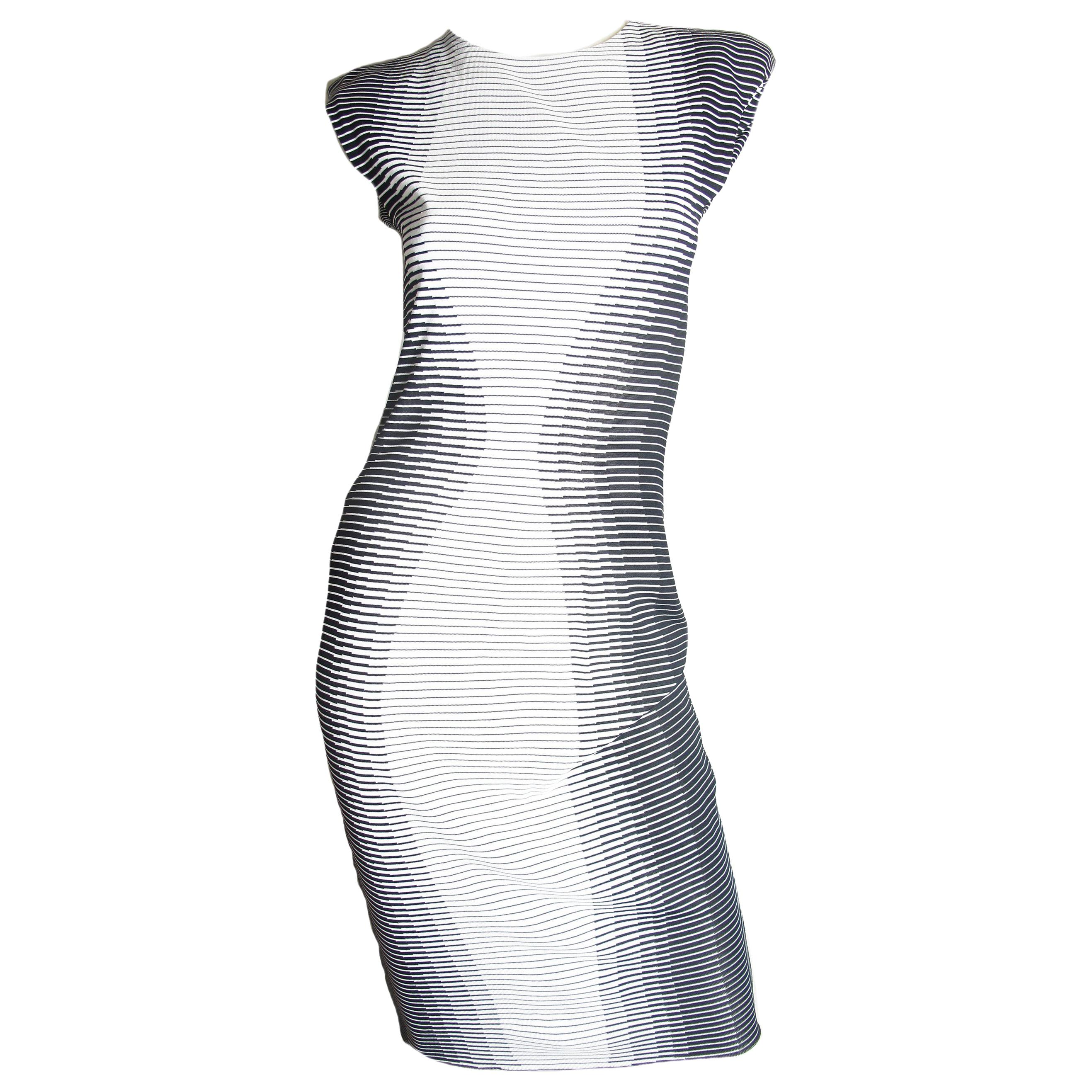 Alexander McQueen 2009 Optical Illusion Striped Dress Runway