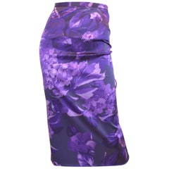 Dolce & Gabbana Purple Silk Blend Pencil Skirt