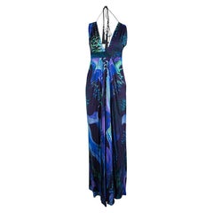 Matthew Williamson Escape Multicolor Bird Print Tassel Detail Maxi Dress M