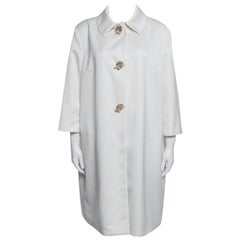 Ermanno Scervino Cream Embellished Button Coat L