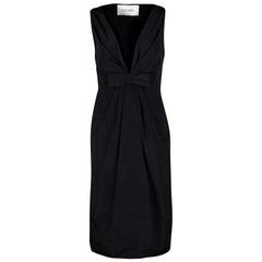 Valentino Black Plunged Neck Bow Detail Sleeveless Dress M