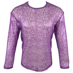 JUNYA WATANABE Size M Purple Sequined Mesh Crew-Neck Pullover