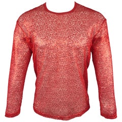 JUNYA WATANABE Size M Red Sequined Mesh Crew-Neck Pullover