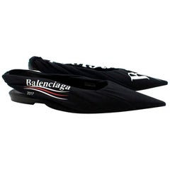 Balenciaga BB point-toe slingback flat pumps US 6.5