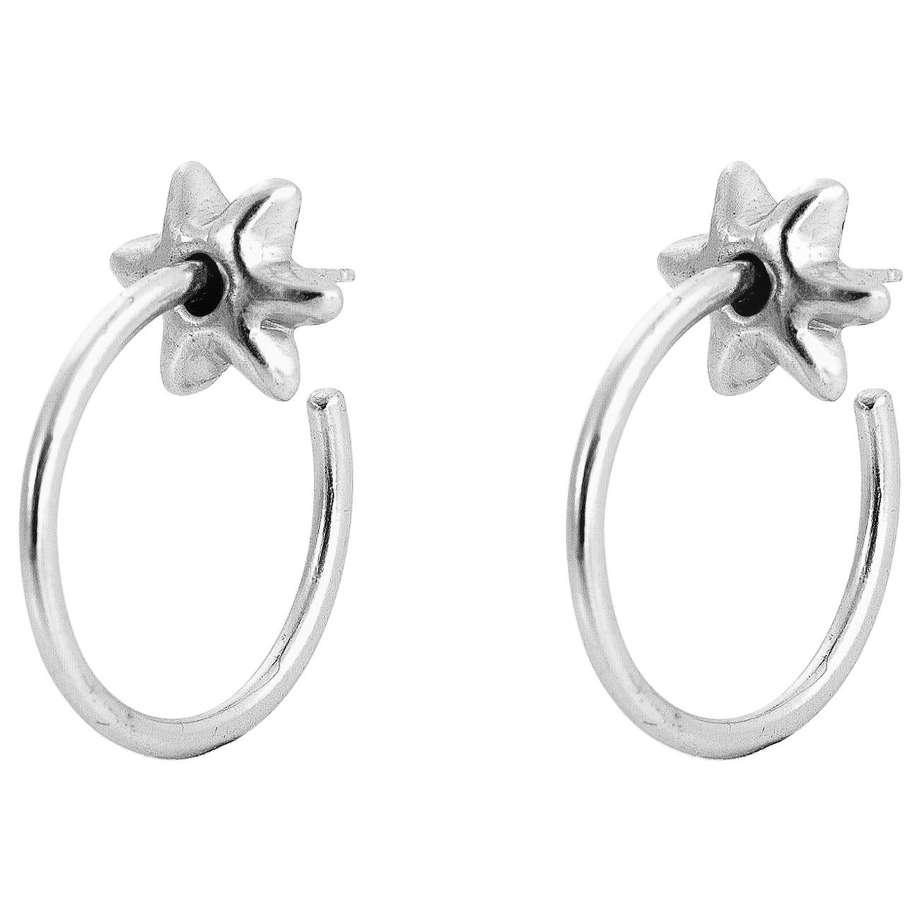 Giulia Barela Fine Silver Hoop Stars Small Earrings For Sale