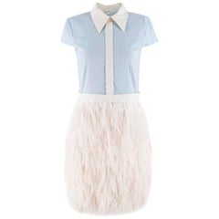 Mihano Momosa Blue and White Feather Dress US 4