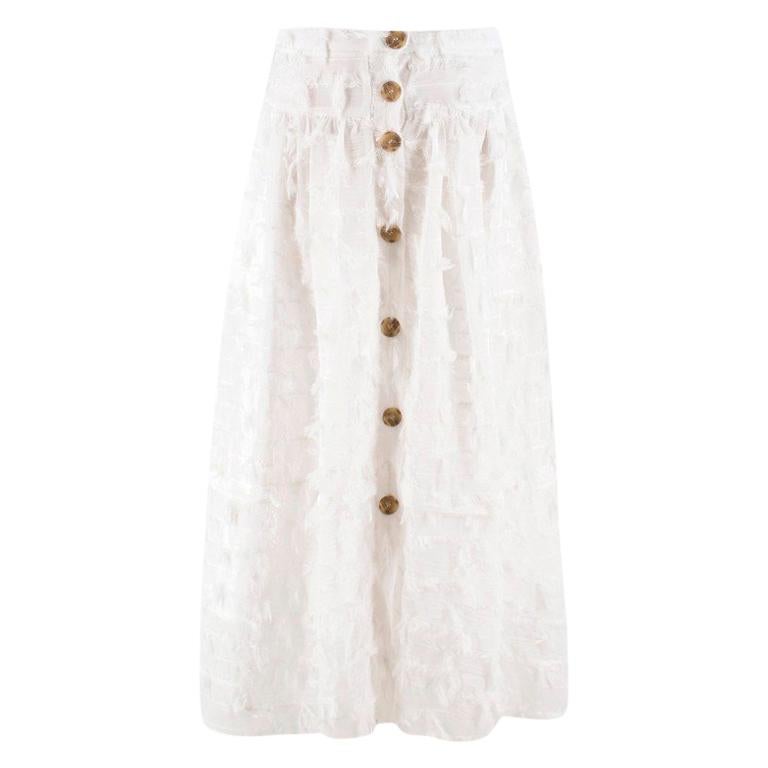 Rejina Pyo feather-effect button-down skirt US 6