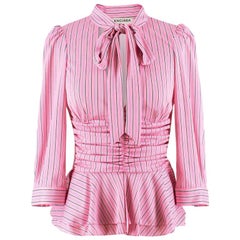 Balenciaga Pink Striped Pussybow Blouse US 0-2