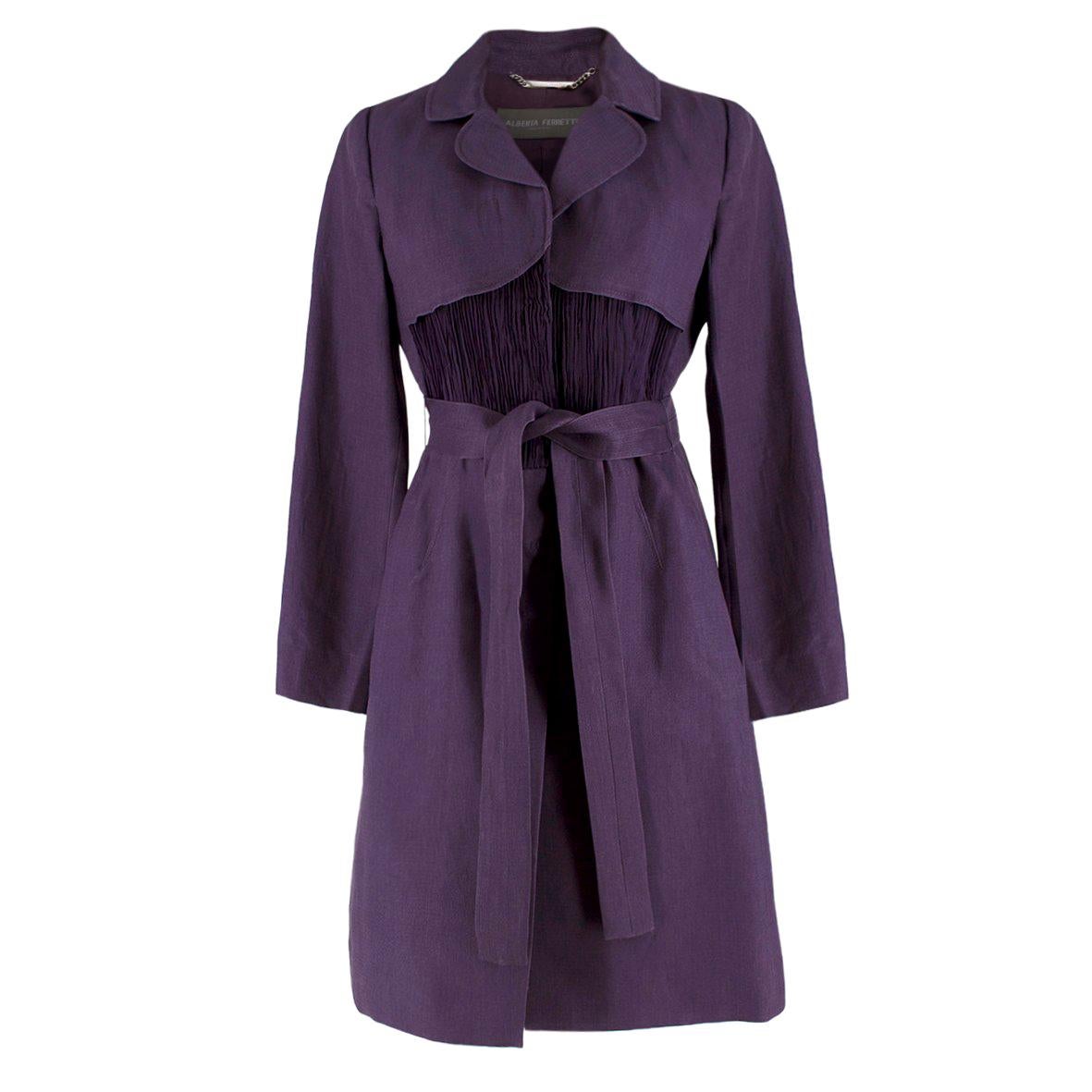 Alberta Ferretti vintage purple belted silk jacket  US 8