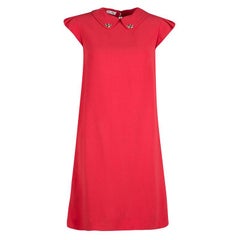 Miu Miu Red Embellished Collar Cap Sleeve Dress S