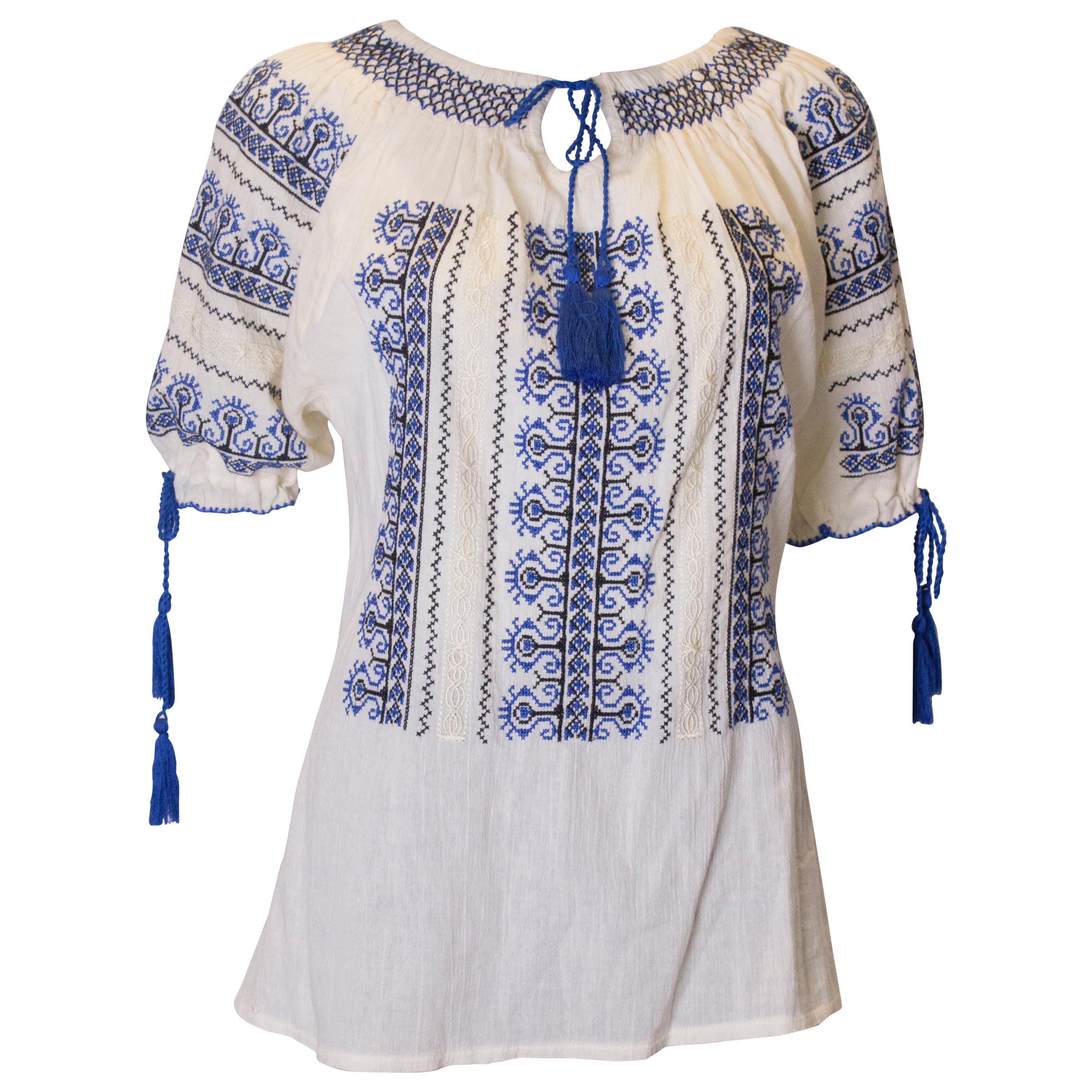 zijde en vintage kant boho romance blouse Kleding Dameskleding Tops & T-shirts Blouses medium / large mistig blauw 