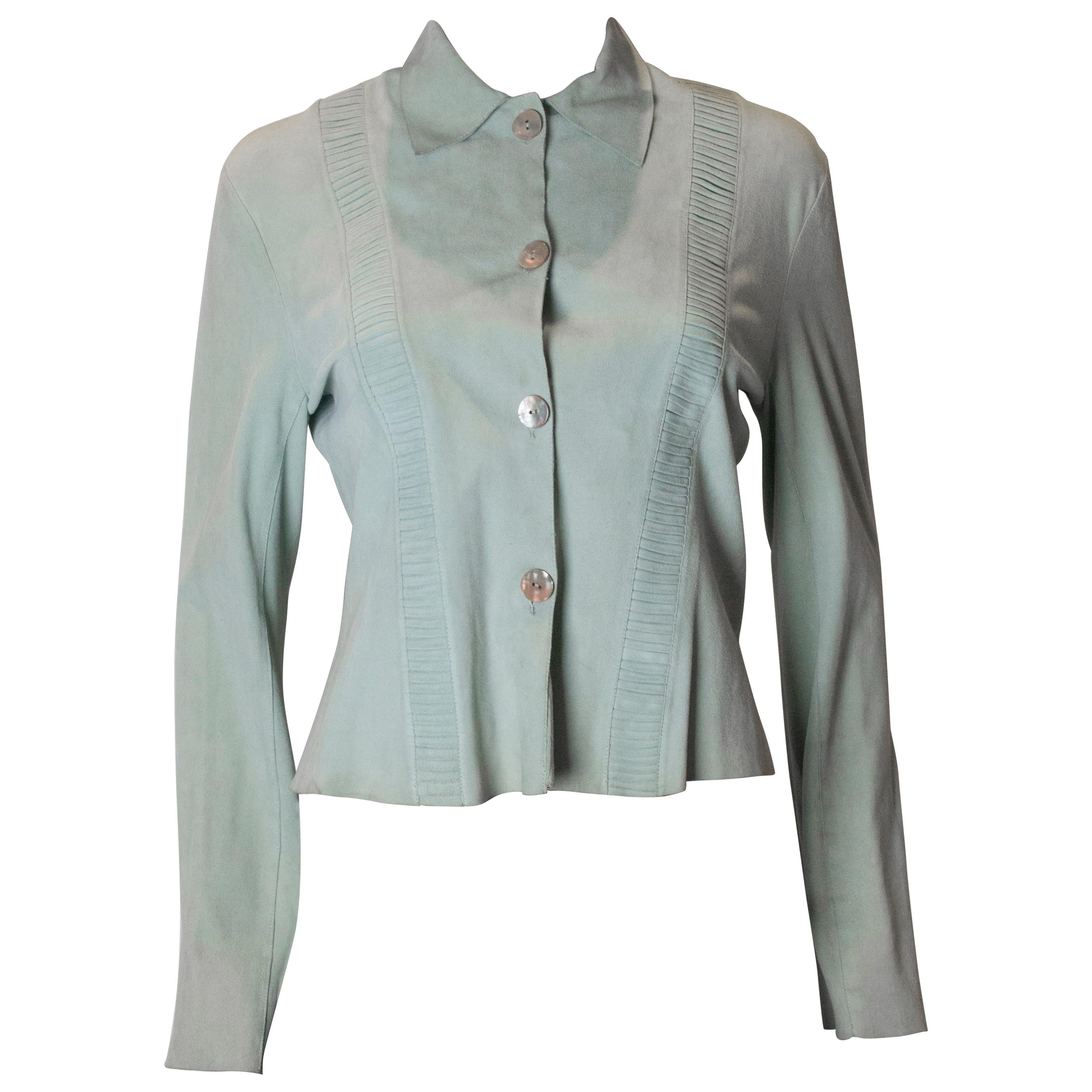 Vintage Peppermint Green Suede Shirt