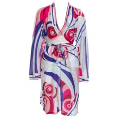 Emilio Pucci Multicolor Printed Cotton and Silk Voile Belted Tunic Dress M