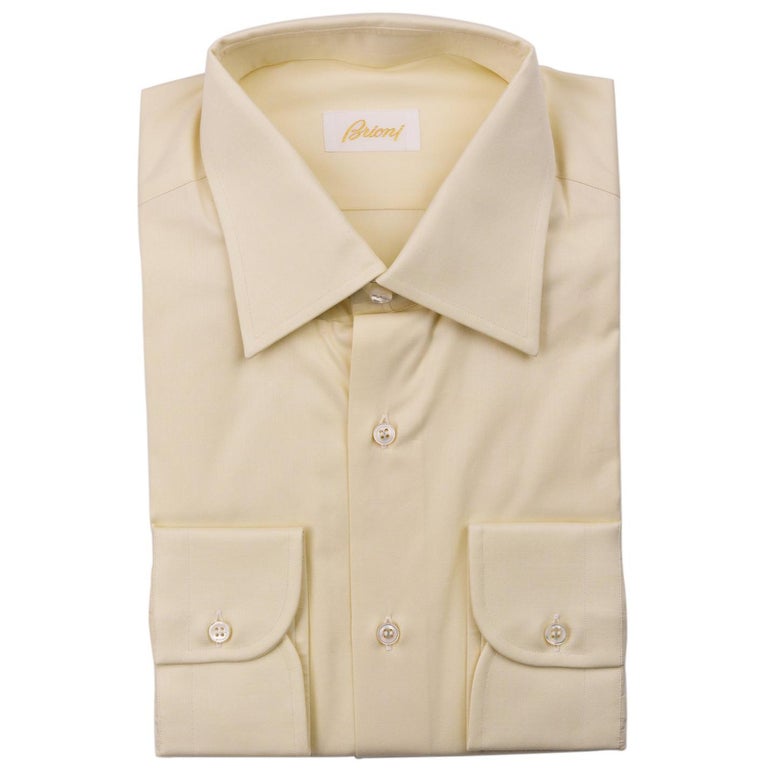 NEW Brioni IvoryTamigi Dress Shirt REG FIT 100% Cotton EU40/US15.75 For ...