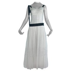 Chanel by Karl Lagerfeld Cream Dress with Black Ribbon Straps , Cruise 2005